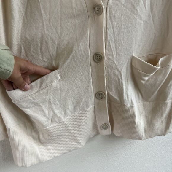 Banana Republic Merino Wool V Neck Button Cardigan Sweater Cream Women’s Large - Picture 5 of 7